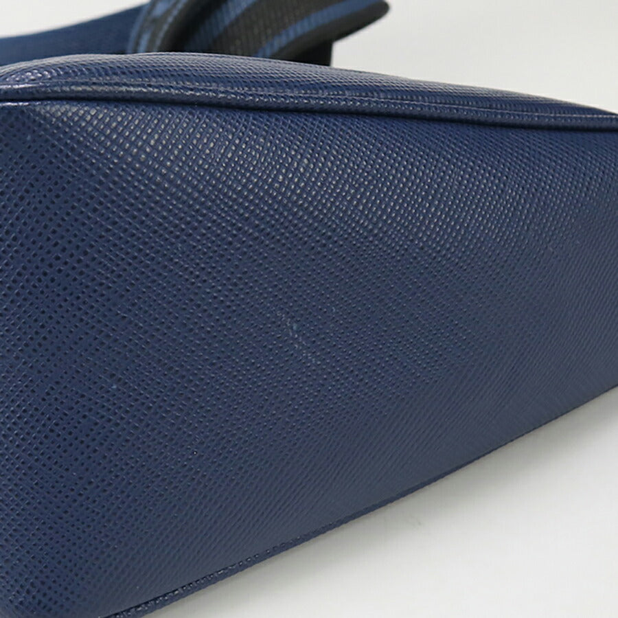 中古 プラダ 斜め掛け ショルダーバッグ メンズ ブランド PRADA トライアングル レザー 2VH155 ブルー バッグ USDPR93357011