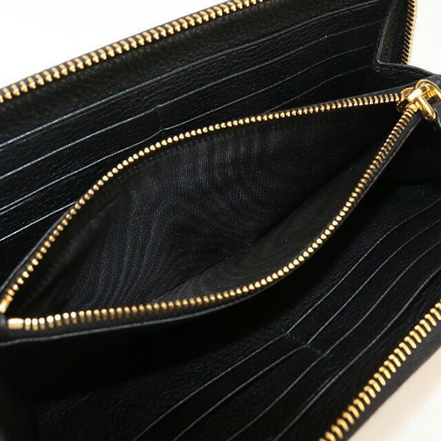 中古 プラダ 長財布ラウンドファスナー レディース ブランド PRADA ヴィッテロレザー ジップアラウンド PR95198 ブラック 財布 USDPR95198011