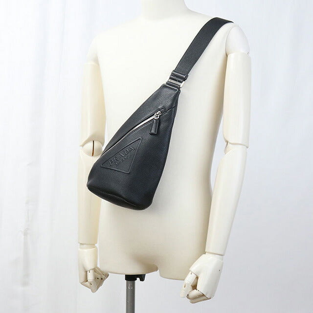 二手 Prada Body Bag 男士品牌 PRADA Vitello Dyno 皮革单肩包 PR95208 黑色包 USDPR95208011