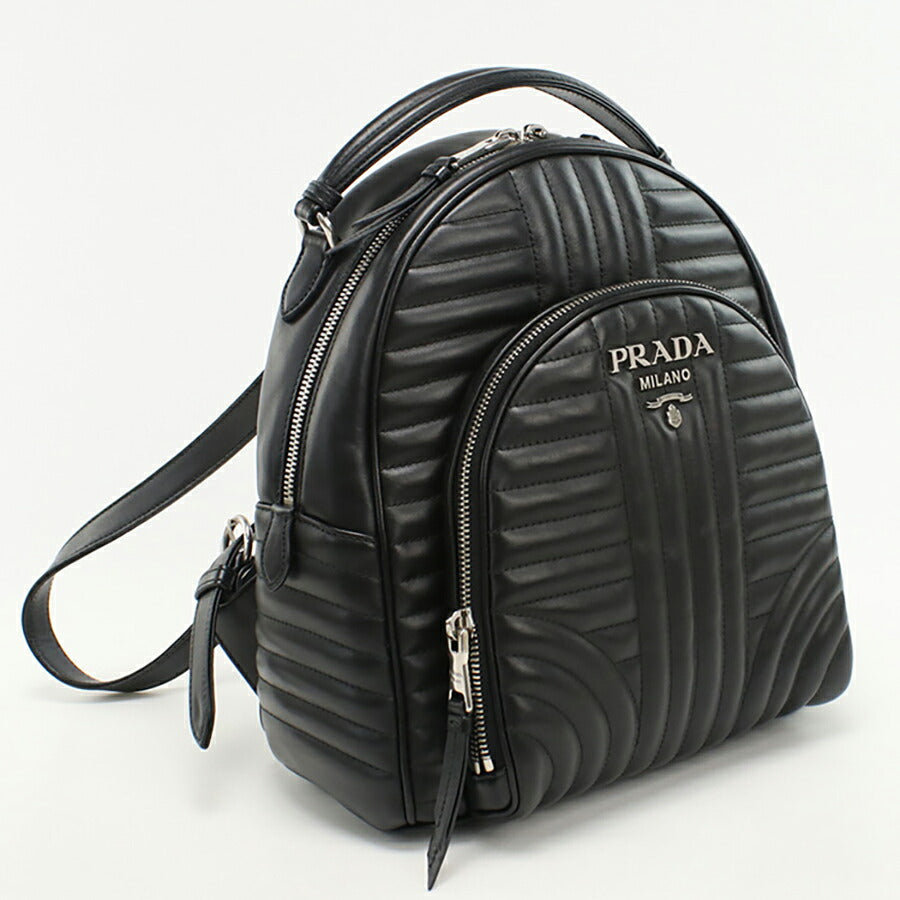 中古 プラダ リュック レディース ブランド PRADA ダイアグラム バックパック レザー 1BZ030 2D91 F0633 ブラック バッグ USDPR95318011