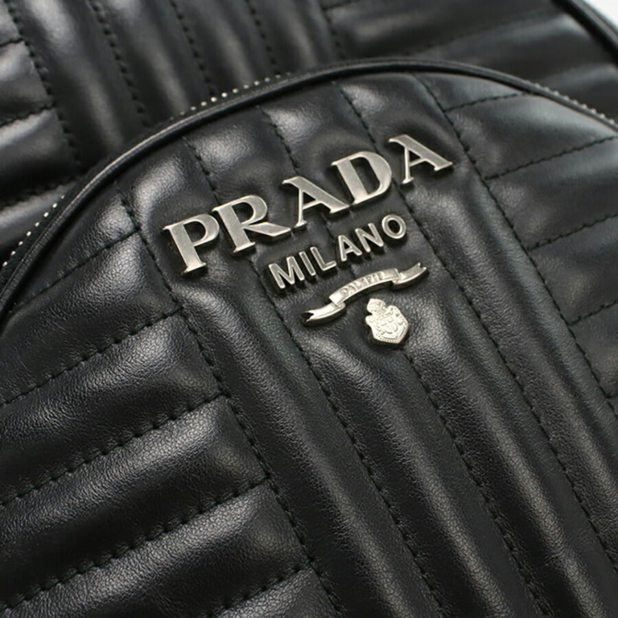 中古 プラダ リュック レディース ブランド PRADA ダイアグラム バックパック レザー 1BZ030 2D91 F0633 ブラック バッグ USDPR95318011