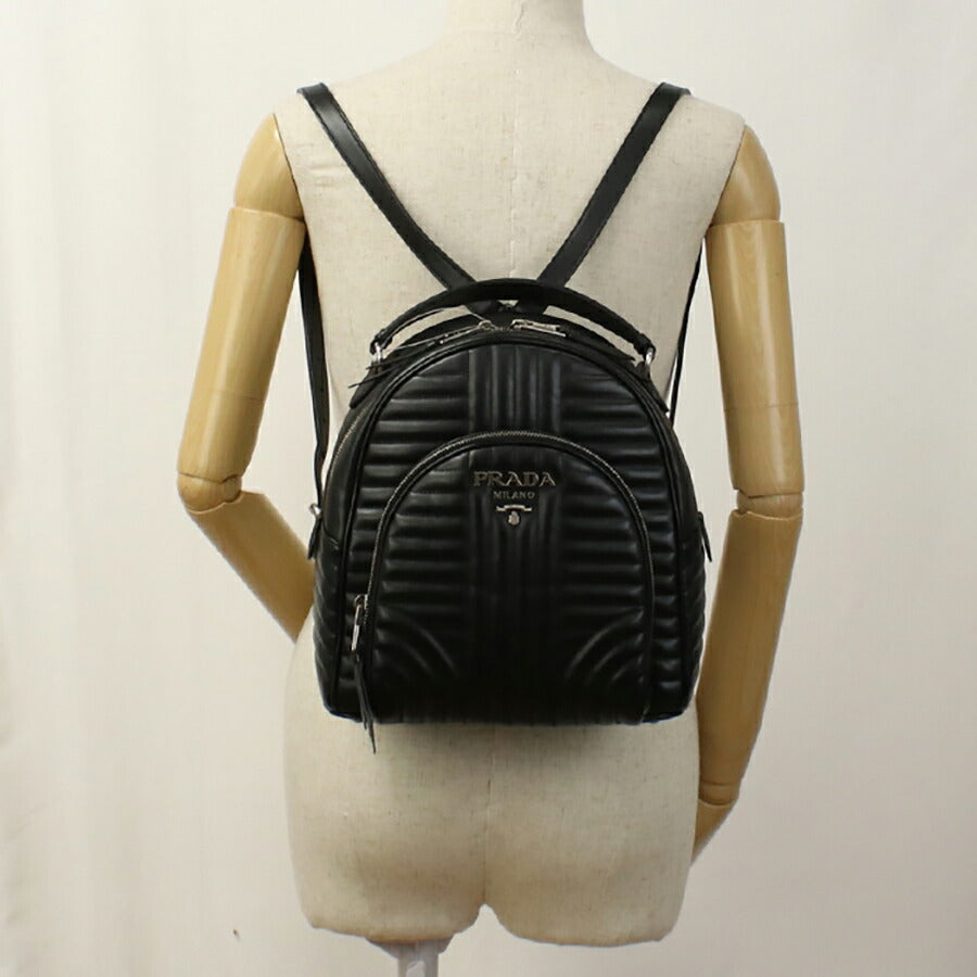 中古 プラダ リュック レディース ブランド PRADA ダイアグラム バックパック レザー 1BZ030 2D91 F0633 ブラック バッグ USDPR95318011