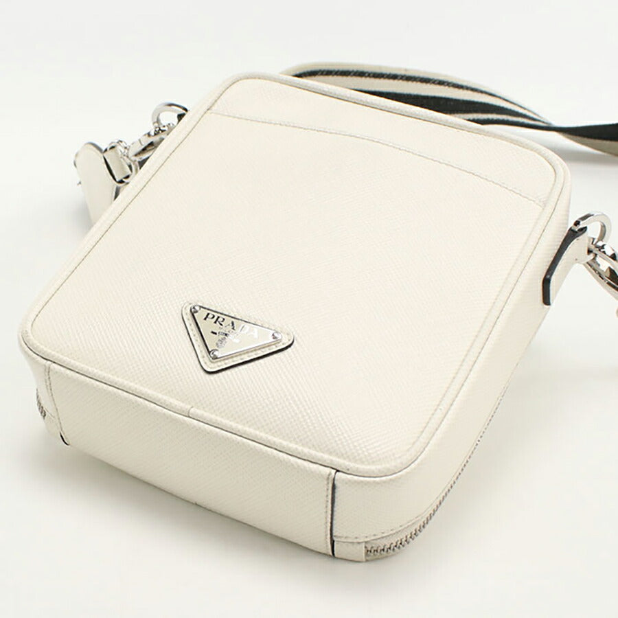 中古 プラダ 斜め掛け ショルダーバッグ メンズ ブランド PRADA サフィアーノ 2VH154 ホワイト バッグ USDPR95326011
