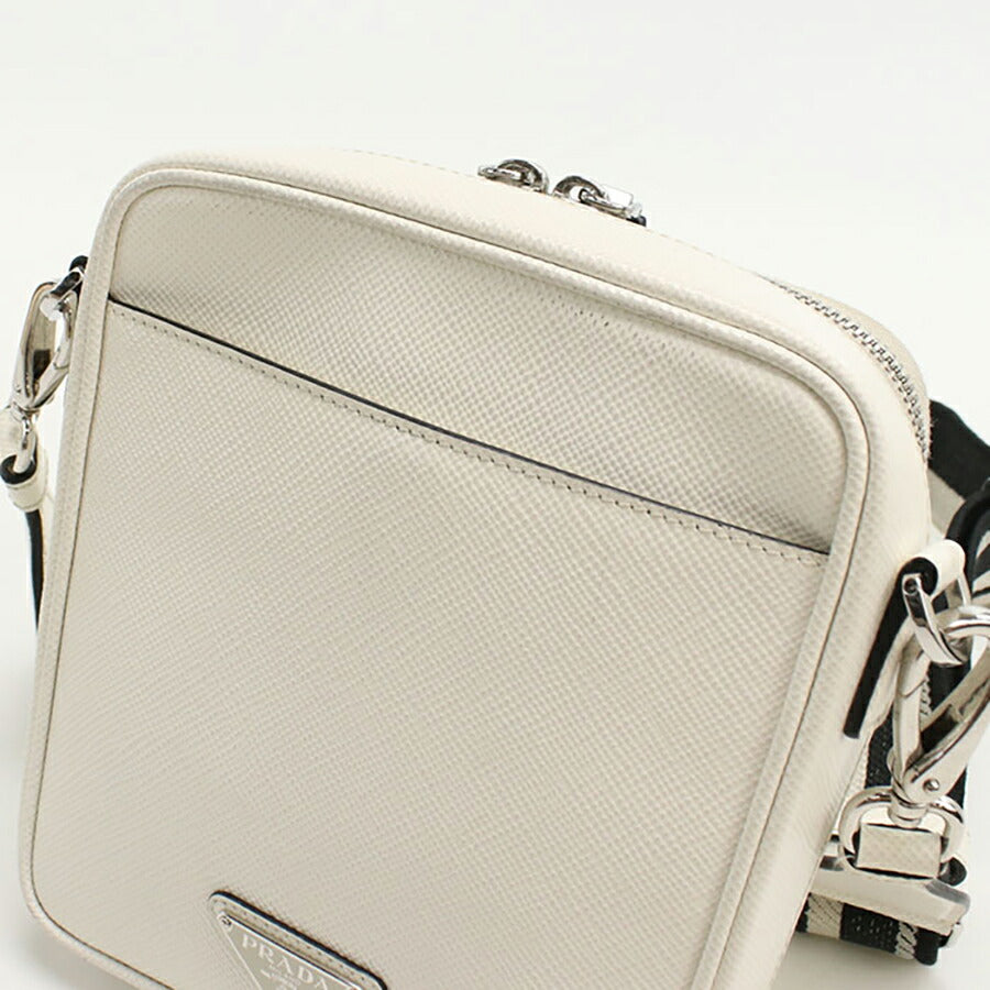 中古 プラダ 斜め掛け ショルダーバッグ メンズ ブランド PRADA サフィアーノ 2VH154 ホワイト バッグ USDPR95326011