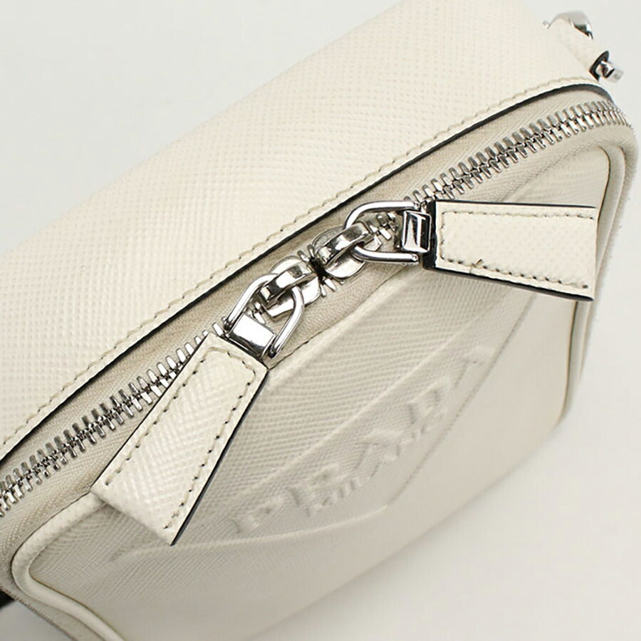 中古 プラダ 斜め掛け ショルダーバッグ メンズ ブランド PRADA サフィアーノ 2VH154 ホワイト バッグ USDPR95326011