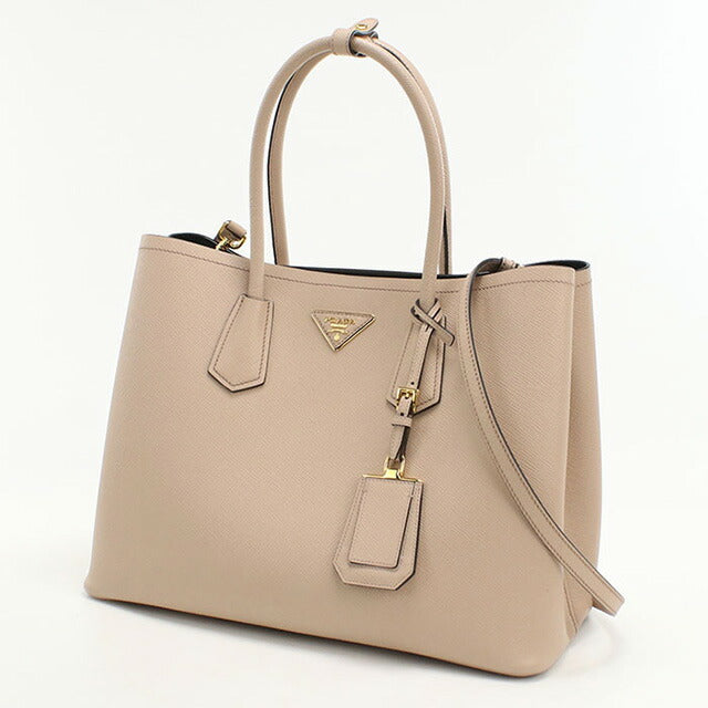 二手prada手提袋女士品牌prada saffiano皮革2way手提袋皮革1BG756米色袋usdpr95456011