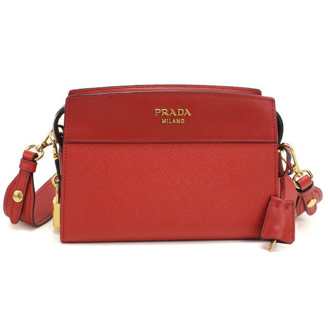 使用的Prada Crossbody肩带为女性品牌Prada Saffiano皮革1BH043红色袋子USDPR95736011