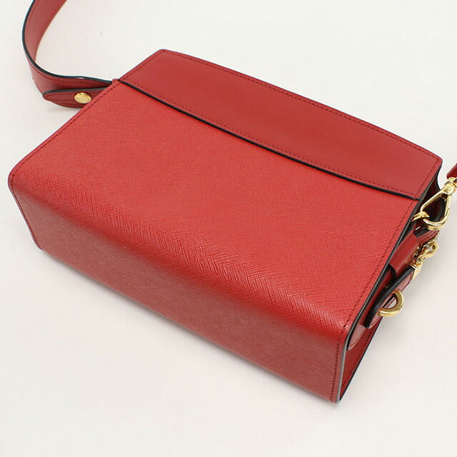 使用的Prada Crossbody肩带为女性品牌Prada Saffiano皮革1BH043红色袋子USDPR95736011