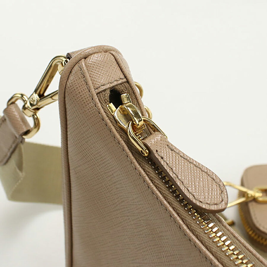 中古 プラダ 斜め掛け ショルダーバッグ レディース ブランド PRADA サフィアーノレザー レザー 1BH204 ベージュ バッグ USDPR95770011