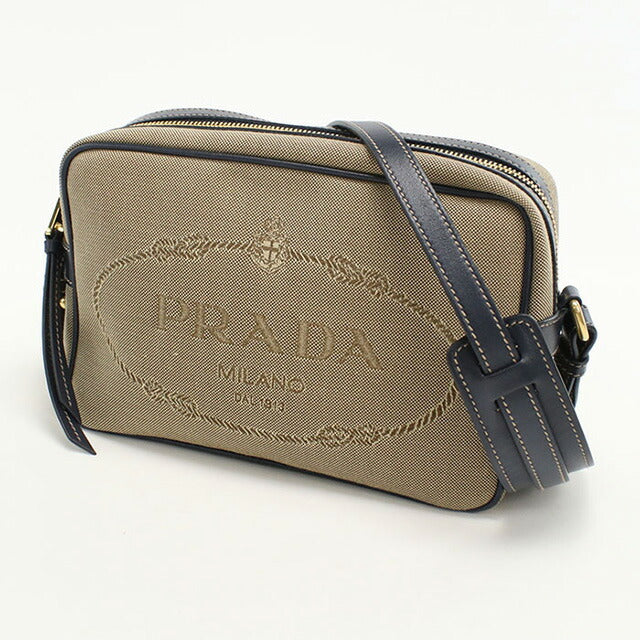 二手prada越野肩袋女性品牌prada徽标jacquard皮革1BH089棕色袋USDPR95898011