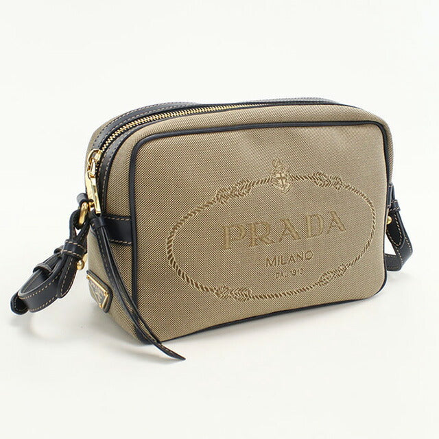 二手prada越野肩袋女性品牌prada徽标jacquard皮革1BH089棕色袋USDPR95898011