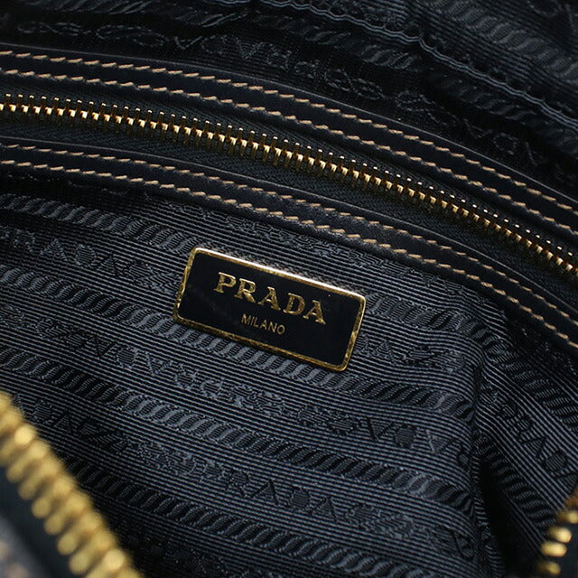 二手prada越野肩袋女性品牌prada徽标jacquard皮革1BH089棕色袋USDPR95898011