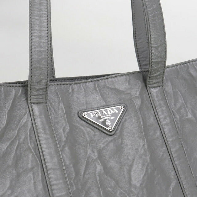 Used Prada tote bag ladies brand PRADA leather 1BG459 gray bag USDPR96115011