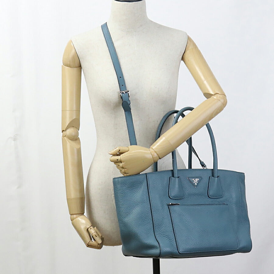 中古 プラダ トートバッグ レディース ブランド PRADA 2WAY レザー BN2795 2E8K FOF16 ブルー バッグ USDPR96393011