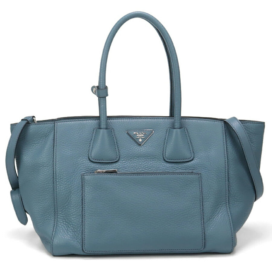 中古 プラダ トートバッグ レディース ブランド PRADA 2WAY レザー BN2795 2E8K FOF16 ブルー バッグ USDPR96393011