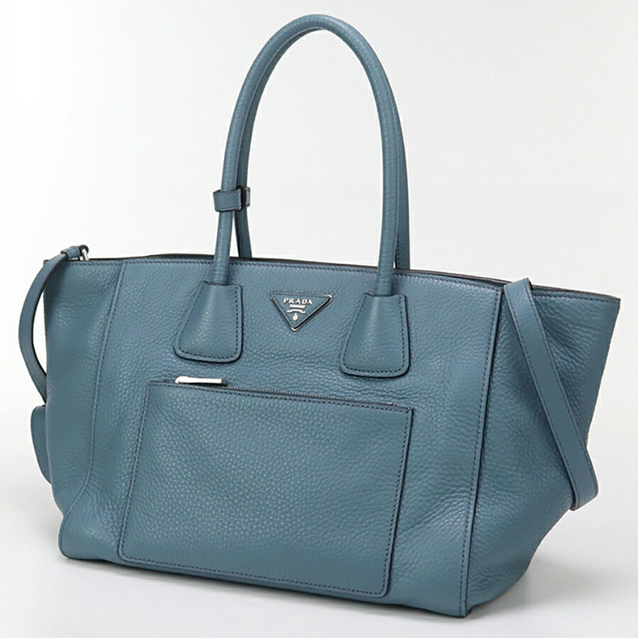 中古 プラダ トートバッグ レディース ブランド PRADA 2WAY レザー BN2795 2E8K FOF16 ブルー バッグ USDPR96393011