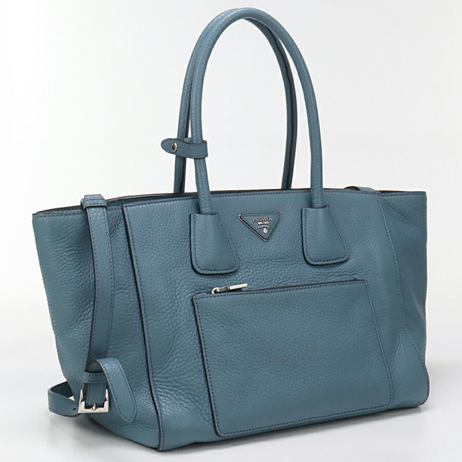 中古 プラダ トートバッグ レディース ブランド PRADA 2WAY レザー BN2795 2E8K FOF16 ブルー バッグ USDPR96393011