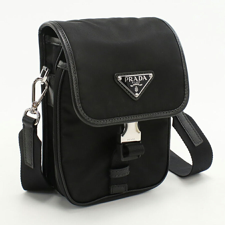 中古 プラダ 斜め掛け ショルダーバッグ メンズ ブランド PRADA Re-Nylon 2VD043 ブラック バッグ USDPR96571011