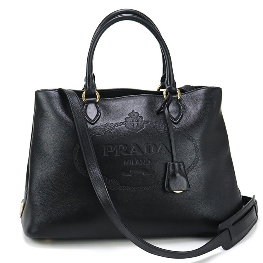 中古 プラダ トートバッグ レディース ブランド PRADA 2WAY レザー 1BA579 ブラック バッグ USDPR97114011