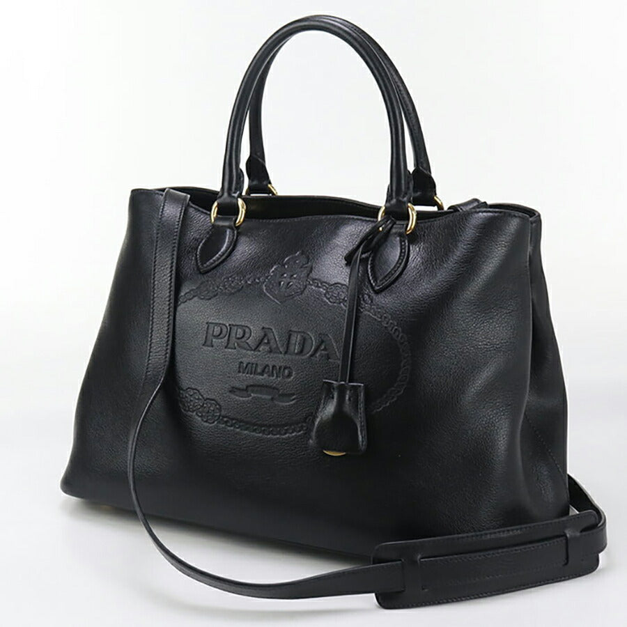 中古 プラダ トートバッグ レディース ブランド PRADA 2WAY レザー 1BA579 ブラック バッグ USDPR97114011