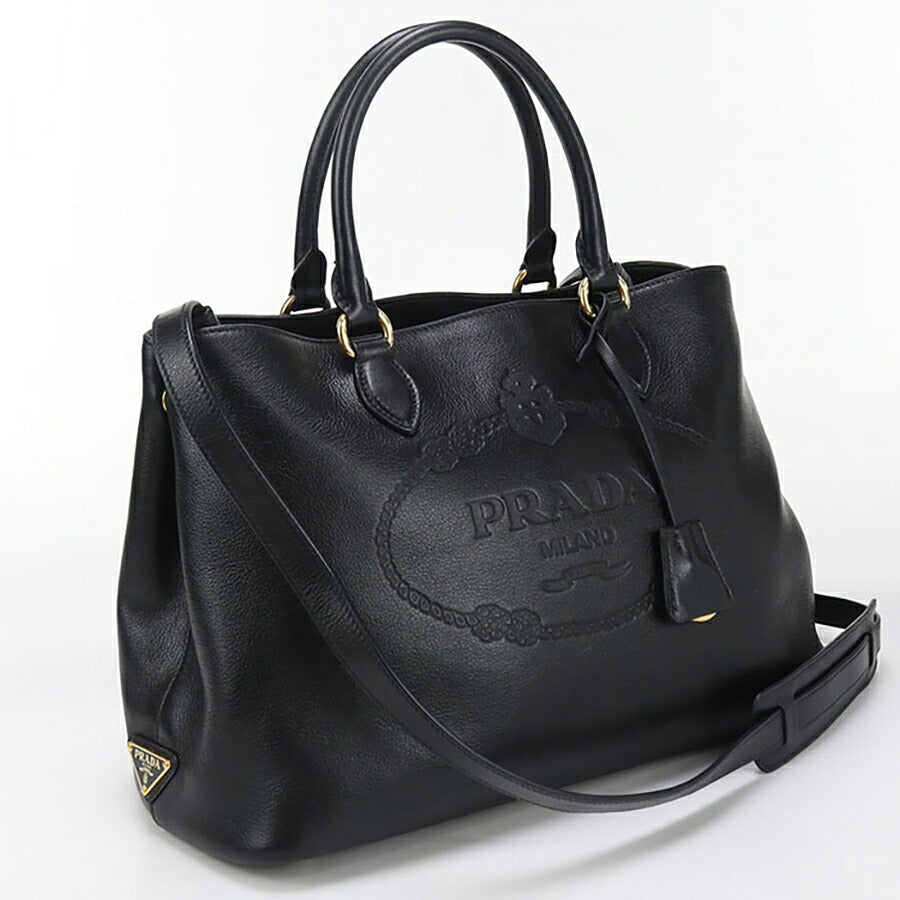 中古 プラダ トートバッグ レディース ブランド PRADA 2WAY レザー 1BA579 ブラック バッグ USDPR97114011