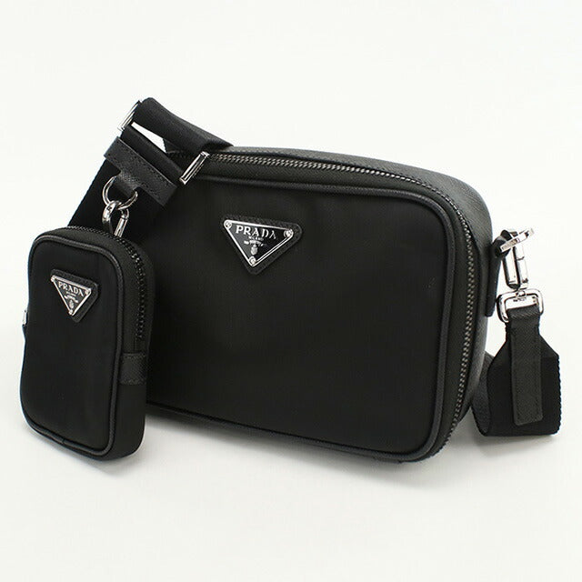 中古 プラダ 斜め掛け ショルダーバッグ メンズ ブランド PRADA Re-Nylon 2VH070 ブラック バッグ USDPR97408011