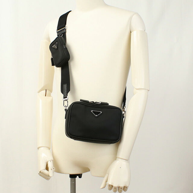 中古 プラダ 斜め掛け ショルダーバッグ メンズ ブランド PRADA Re-Nylon 2VH070 ブラック バッグ USDPR97408011
