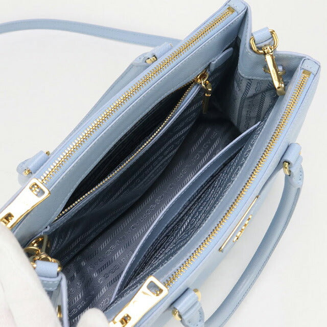 中古 プラダ トートバッグ レディース ブランド PRADA ガレリア ミディアム 2WAY 1BA863 NZV F0076 ブルー バッグ USDPR98054011