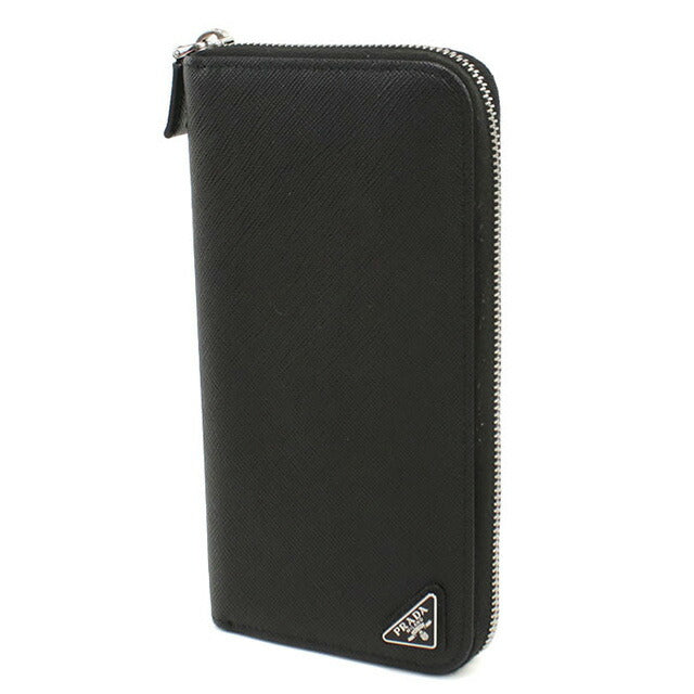 中古 プラダ 長財布ラウンドファスナー メンズ PRADA サフィアーノトライアングル ジップアラウンド長財布 レザー 2ML317 QHH F0002 USDPR98425011