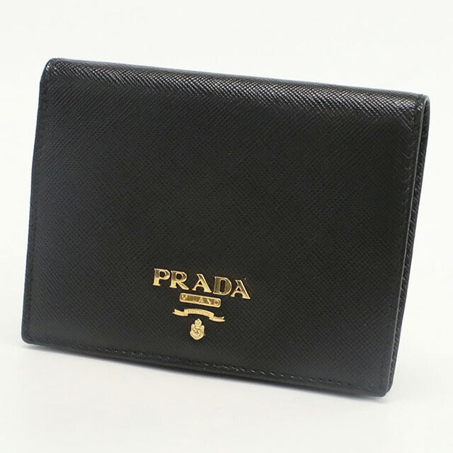 中古 プラダ 二折財布 レディース ブランド PRADA サフィアーノレザー財布 レザー 1MV204 QWA F0002 ブラック 財布 USDPR98802011