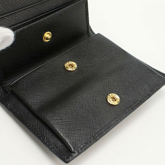 中古 プラダ 二折財布 レディース ブランド PRADA サフィアーノレザー財布 レザー 1MV204 QWA F0002 ブラック 財布 USDPR98802011