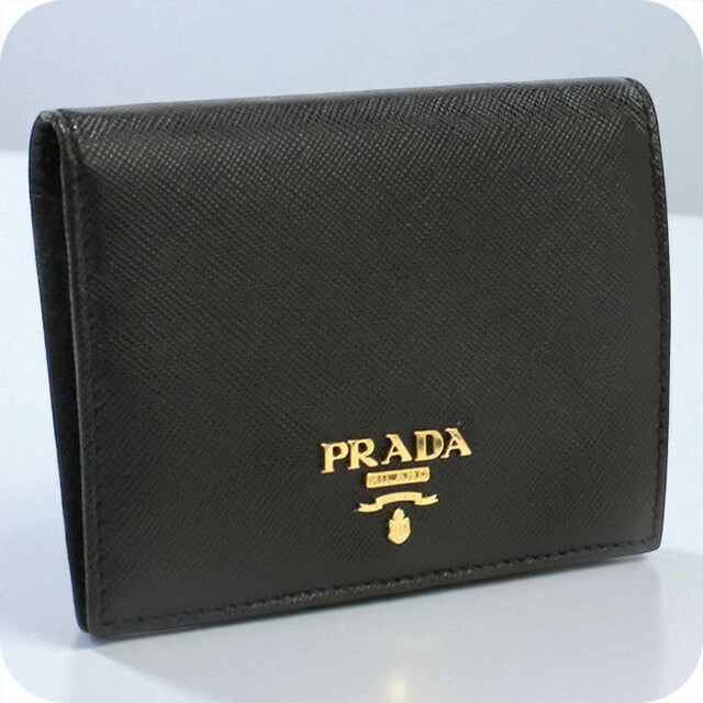 中古 プラダ 二折財布 レディース ブランド PRADA サフィアーノレザー財布 レザー 1MV204 QWA F0002 ブラック 財布 USDPR98802011