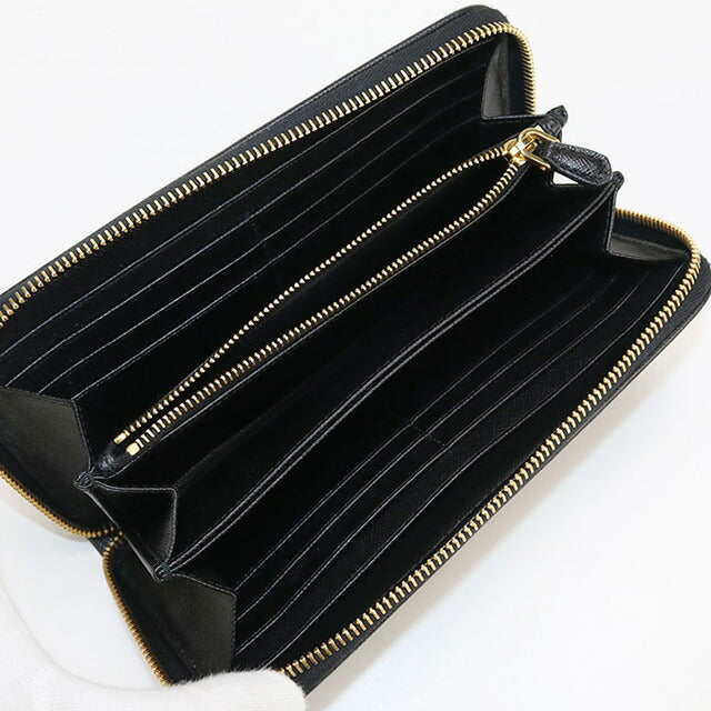 中古 プラダ 長財布ラウンドファスナー レディース ブランド PRADA ジップアラウンド長財布 ブラック 財布 USDPR99348011