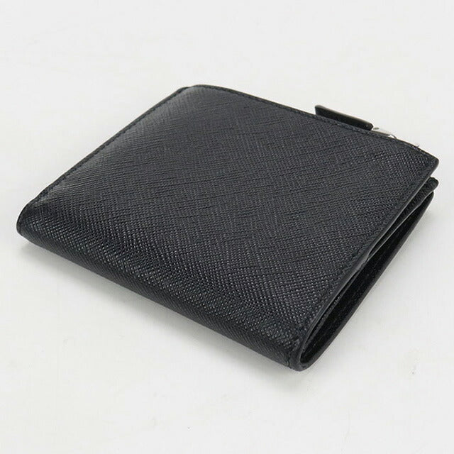 中古 プラダ 二折財布 メンズ ブランド PRADA サフィアーノレザー財布 レザー ブラック 財布 USDPR99410011