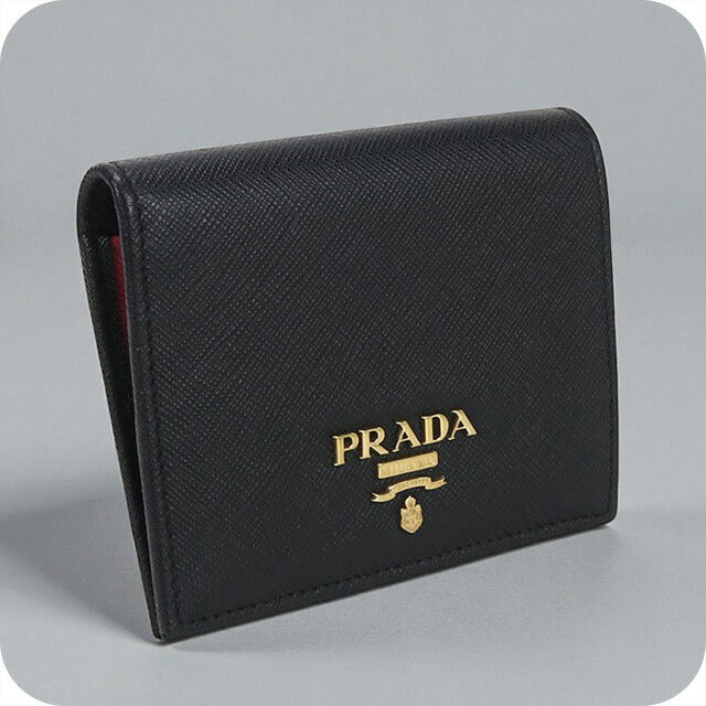 中古 プラダ 二折財布 レディース ブランド PRADA サフィアーノマルチカラー財布 レザー 1MV204 ブラック 財布 USDPR99832011