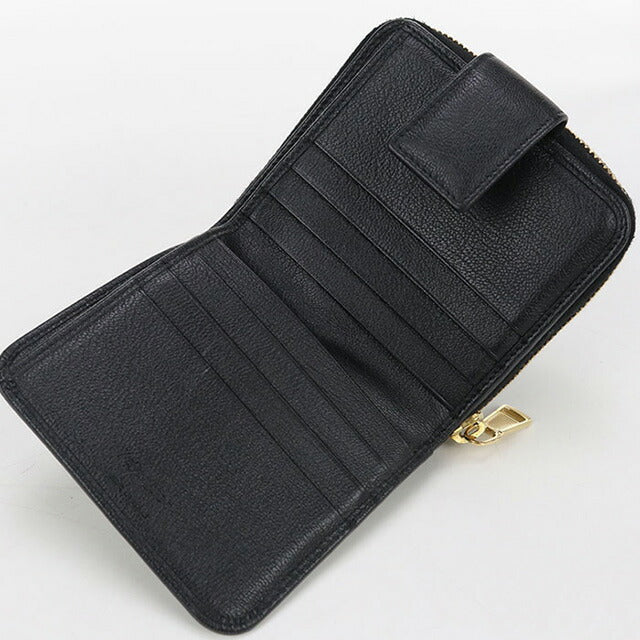 中古 サンローラン 二折財布 レディース ブランド SAINT LAURENT コンパクトジップウォレット レザー 568985 ブラック 財布 USDSL102985011