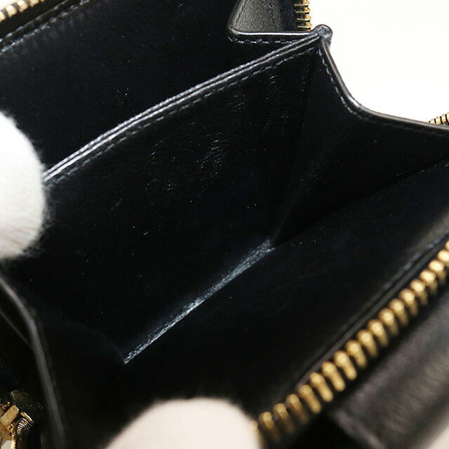 中古 サンローラン 二折財布 レディース ブランド SAINT LAURENT コンパクトジップウォレット レザー 568985 ブラック 財布 USDSL102985011