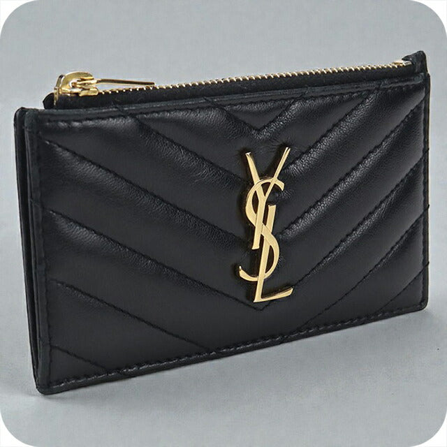 中古 サンローラン コインケース レディース ブランド SAINT LAURENT カサンドラ フラグメント ジップカードケース 607915 ブラック 財布 USDSL103633011