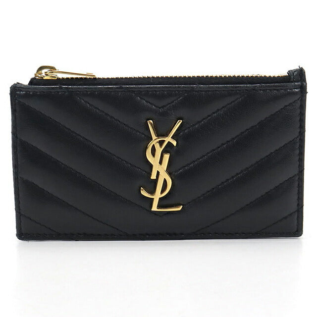 中古 サンローラン コインケース レディース ブランド SAINT LAURENT カサンドラ フラグメント ジップカードケース 607915 ブラック 財布 USDSL103633011