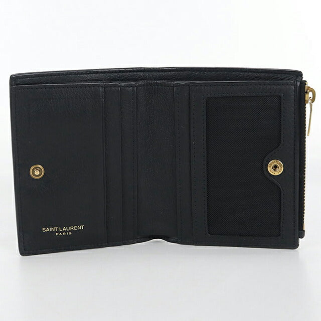 中古 サンローラン 二つ折り財布 レディース ブランド SAINT LAURENT 635265 ブラック 財布 USDSL103695011