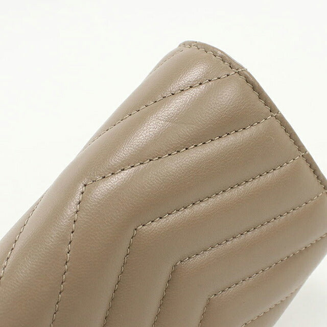 中古 サンローラン 三つ折り財布 レディース ブランド SAINT LAURENT カサンドラ マルチフォールドウォレット 692061 ベージュ 財布 USDSL103842011