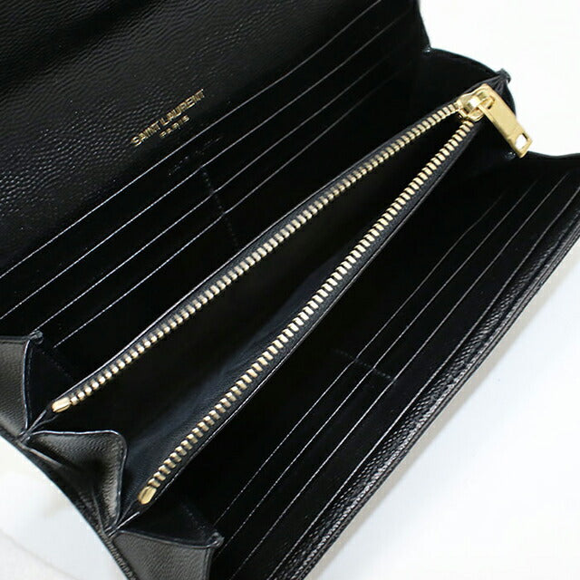 中古 サンローラン 長財布二折 レディース ブランド SAINT LAURENT ラージフラップウォレット 372264 ブラック 財布 USDSL103988011