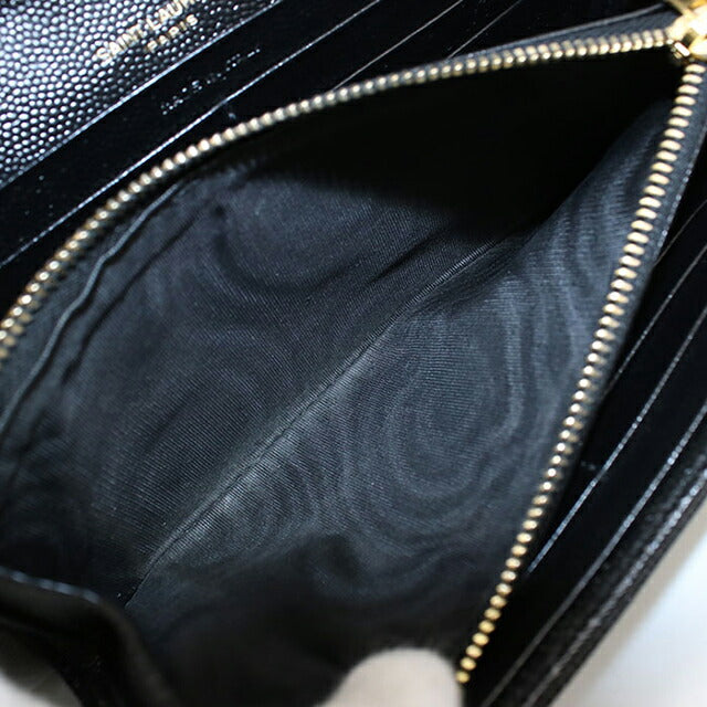 中古 サンローラン 長財布二折 レディース ブランド SAINT LAURENT ラージフラップウォレット 372264 ブラック 財布 USDSL103988011