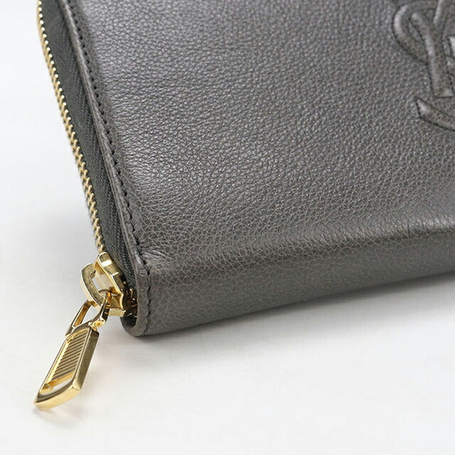 中古 サンローラン 長財布ラウンドファスナー レディース ブランド SAINT LAURENT モノグラム レザー 568995 グレー 財布 USDSL104521011