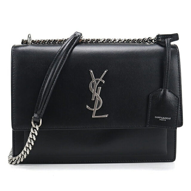 中古 サンローラン ショルダーバッグ レディース ブランド SAINT LAURENT YSLモノグラム サンセット ミディアム レザー 442906 ブラック USDSL104918011