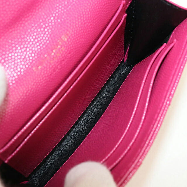 中古 サンローラン 名刺入れ レディース ブランド SAINT LAURENT カサンドラ エンベロープウォレット レザー 414404 ピンク 小物 USDSL105267011
