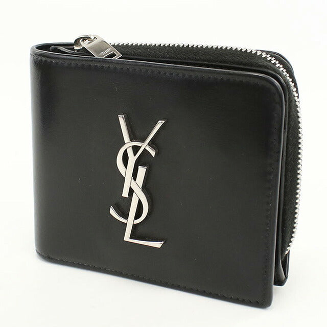 中古 サンローラン 二つ折り財布 二折財布 メンズ ブランド SAINT LAURENT モノグラム 630072 ブラック 財布 USDSL107301011