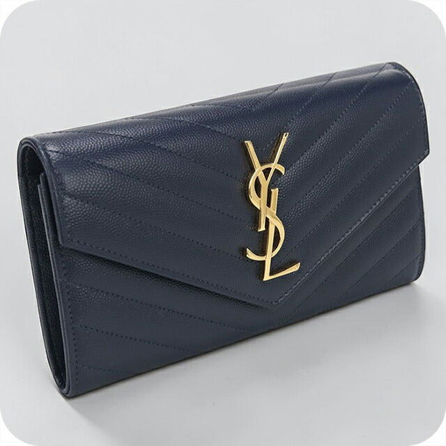 SAINT LAURENT PARIS サンローランパリ カサンドラ ロングウォレット 長財布 カードケース ネイビー レザー 372264 ゴールド金具 SAINT LAURENT PARIS サンローランパリ カサンドラ ロングウォレット