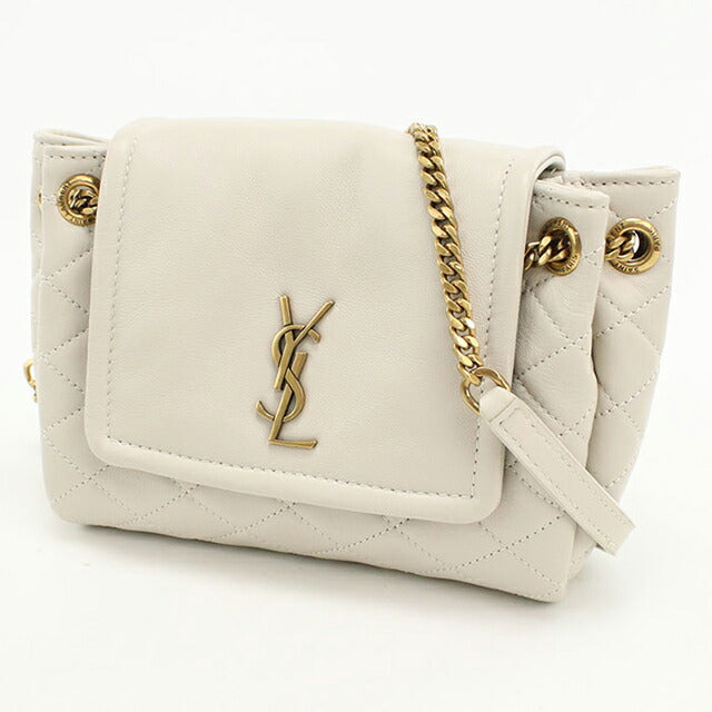 中古 サンローラン ショルダーバッグ レディース ブランド SAINT LAURENT YSLモノグラム ノリータ ミニ 672738 ホワイト USDSL111527011