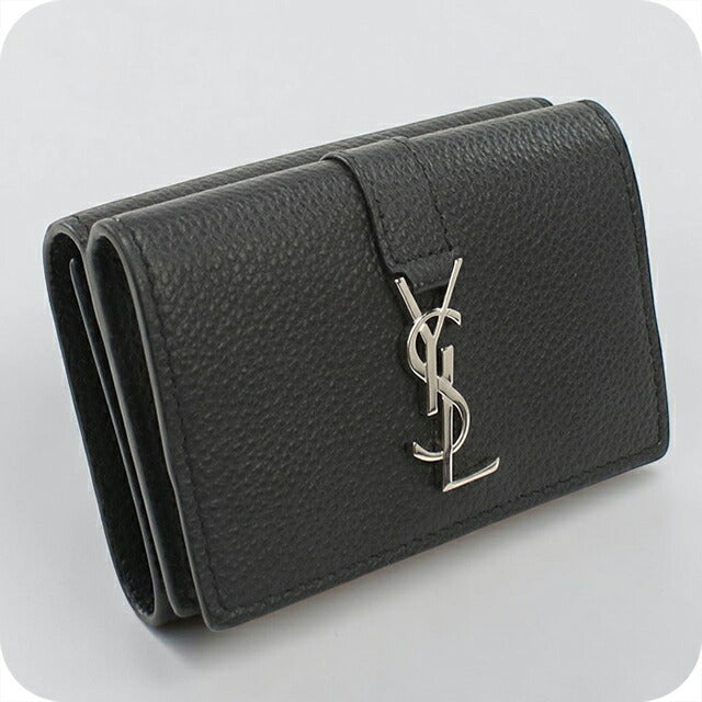 中古 サンローラン 三つ折り財布 三折財布 レディース ブランド SAINT LAURENT YSLロゴ オリガミタイニーウォレット 669959 ブラック USDSL112057011